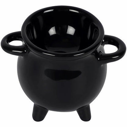 Something Different Adorable Black Cauldron Egg Cup with Broom Spoon - 6.5cm x 9cm x 6.5cm (1 Pc.) - Witchy, Fun & Unique Design - Perfect Novelty Kitchen Accessory Gift
