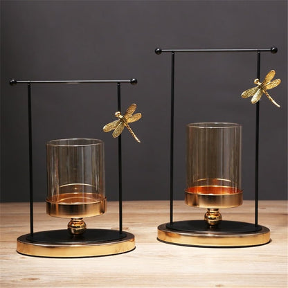 Candlestick Holders Luxury Glass Candlestick Living Room Dining Table Home Decoration Metal Candle Holder Candle Holders(Small)