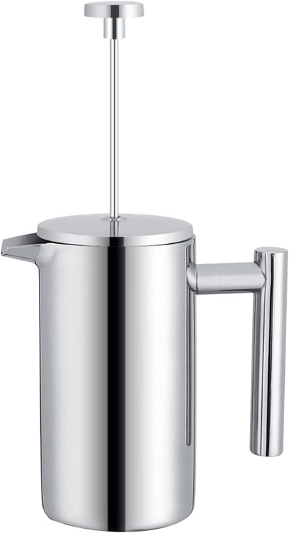 Acouto 350ml Double Wall Stainless Steel Coffee Maker, French Press Tea Pot with Filter