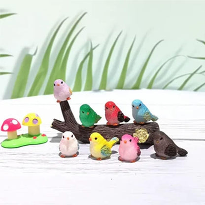 Wixine 16Pcs/Set Cute Little Bird Mini Animal Model, Miniature Landscape Ornament for Garden Bonsai