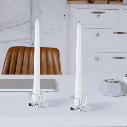 JONERAY Glass Taper Candles Holders Bulk, Set of 24 Clear Glass Candlestick Holders for Christmas Festival Dinning Table