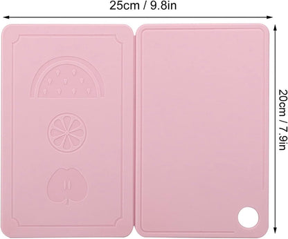 Small Cutting Board, Folding Plastic Cutting Board with Juice Grooves, Mini Pink Fruit Cutting Board