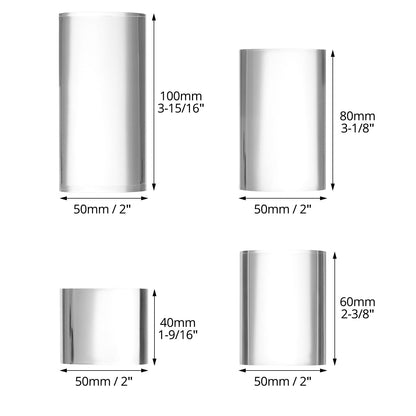 QWORK Acrylic Display Risers - 4-Pack Solid Clear Cylinder Stand Holder for Jewelry, Figures, Perfumes, Small Collectibles - High Transparency & Elegant Design