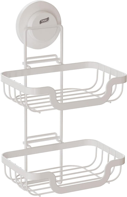 TAILI Double Layer Soap Holder, Bar Soap Dish Suction Cup for Shower Wall, Draining Saver Tray for Bathroom, Rustproof