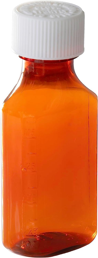 Vakly Amber Prescription Bottles 8 oz (5 Pack) – Plastic Liquid Medicine Bottles with Child-Resistant Caps, Oval Pharmacy Dispensing Container