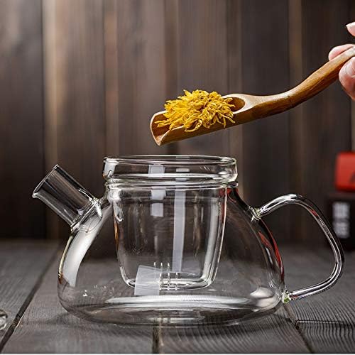 Glass Teapot with Infuser; Teapot with Strainer for Loose Tea; Safe on Stovetop; Nordic Pot 600ML/21oz with Glass Lid