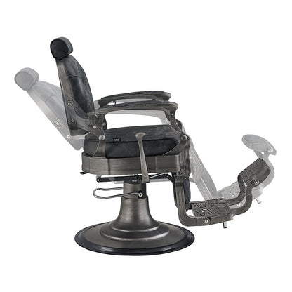 Dir Heavy Duty Barber Chair, Men's Grooming Barbershop Hydraulic Chair in Distressed Finish Kaiser II, Vintage Black