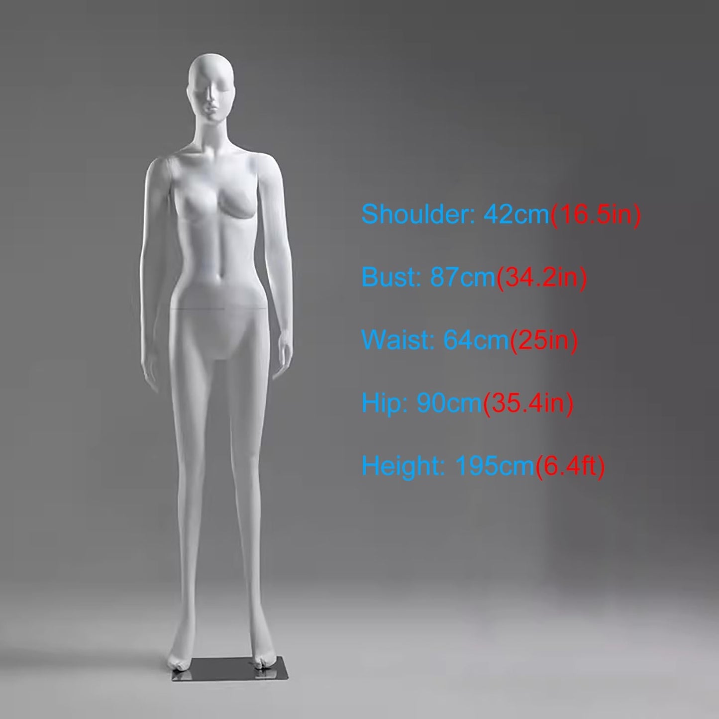 Tall Matte White Female Full Body Mannequin with Head - Detachable Dress Form for Retail Displays, Online Shops & Home Décor (Style6)