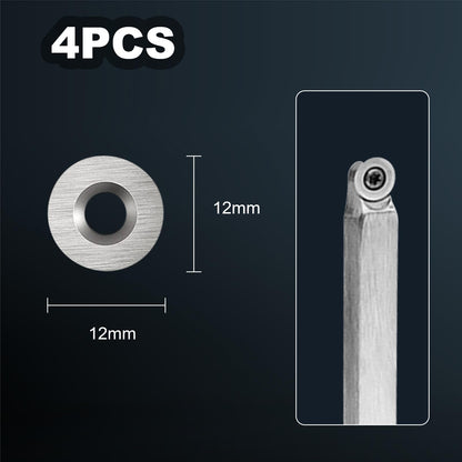Diraeen 32pcs Carbide Lathe Tools,Tungsten Cutters Inserts Set for Wood Lathe Turning Tools, Include 11 mm Square with Radius, 12 mm and 8.9 mm Round, 30 x 10 mm Diamond,Screws