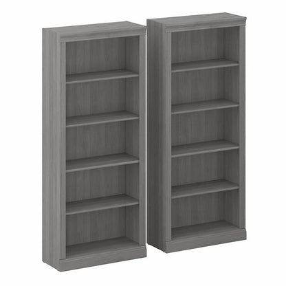 Bush Home Saratoga Tall 5 Shelf Bookcase - Set of 2 in Modern Gray
