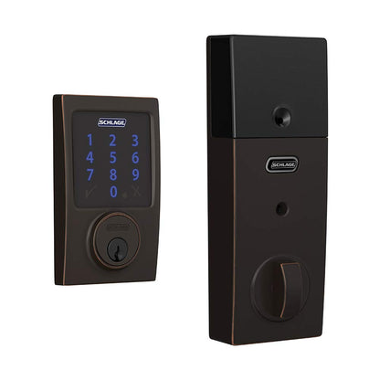 SCHLAGE BE469ZP CAM 605 Connect Smart Deadbolt With Alarm Inbuilt Camelot Trim In Bright Brass
