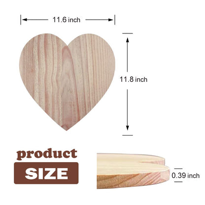 Geegle Natural Heart Wood Slices for Crafts (11.8 Inches), Unfinished Wood Heart Cutouts Shapes for DIY Painting and Wedding Decorations.Wood Signs for Crafts .(2PCS)