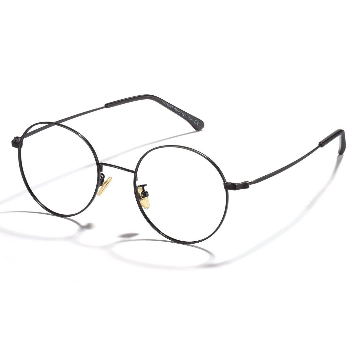 Cyxus Blue Light Glasses for Men Women Round Wire Frame UV Blocking Computer Glasses Clear Lens Metal Ultra Light Eyewear