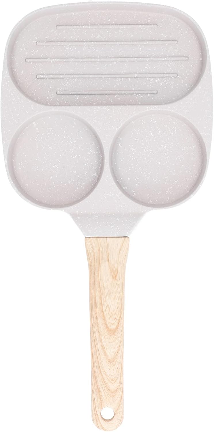 Egg Frying Pan, Nonstick Grill Pan, Aluminum Alloy Divided Frying Pan, 3 Cup, Heat Resistant Handle
