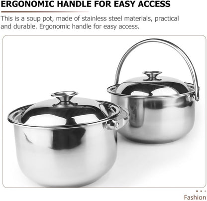 20cm Stainless Steel Stock Pot with Lid, Soup Pot for Cooking Lobster Stews