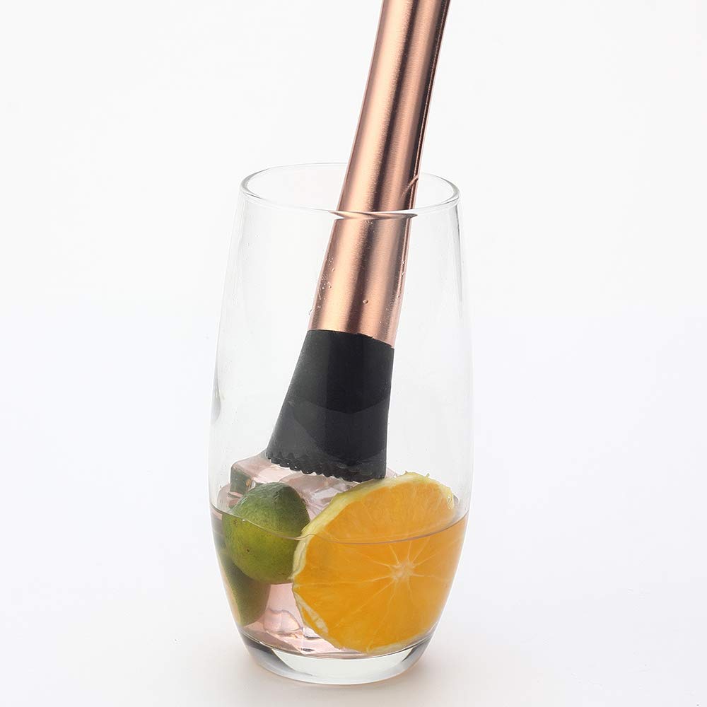 YFS Professional Stainless Steel Cocktail Muddler, Durable Easy to Clean Bar Tool, Black