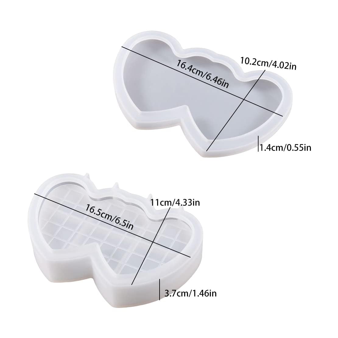 DeryArcle 2Pcs Double Heart Box Resin Mold Jewelry Case Silicone Molds with lid Trinket Storage Mould Container Epoxy Resin Casting Moulds for DIY Cosmetic Candy Organizer Craft Home Decor