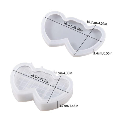 DeryArcle 2Pcs Double Heart Box Resin Mold Jewelry Case Silicone Molds with lid Trinket Storage Mould Container Epoxy Resin Casting Moulds for DIY Cosmetic Candy Organizer Craft Home Decor