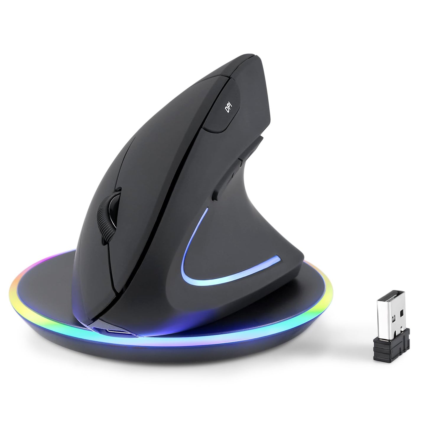 Perixx PERIMICE-713 Wireless Ergonomic Vertical Mouse - 800/1200/1600 DPI - Right Handed - Recommended with RSI User