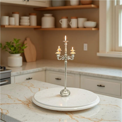 Metal Candelabra for Home Decor, 5-Candle Candle Holders, Gold Candlestick Holders, Tall Candelabras Use in Restaurant, Party and Wedding(Silver,Small)