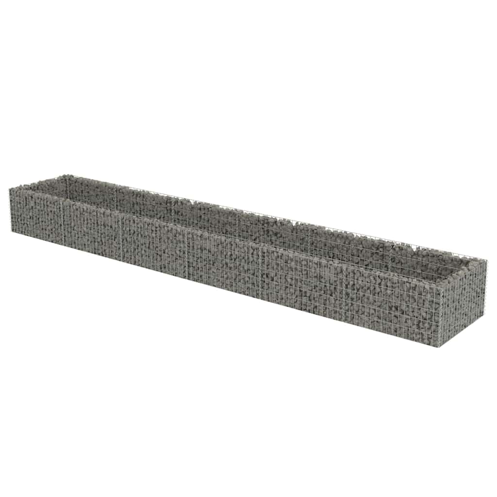 Foknhdi Galvanized Steel Large Gabion Raised Bed 212.6"x35.4"x19.7" Silver Planter Box for Vegetables, Herbs & Flowers