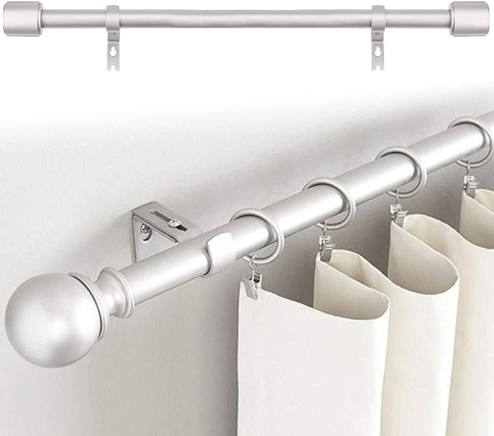 Adjustable Curtain Drapery Rod Holders Set of 2, Extendable Wall-Mounted Metal Bracket for 1 Inch Rods