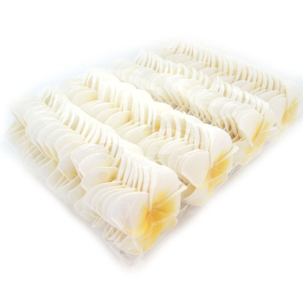Pursuestar 100Pcs White Foam Hawaiian Frangipani Artificial Plumeria Flower Petals Cap Hair Hat Wreath Floral DIY Home Wedding Decoration 5cm