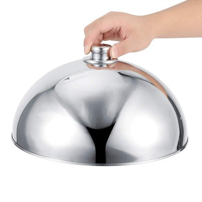 Dish Cover Lid, Polished Stainless Steel Food Serving Cover Cloche Dome Plate for Hotel Buffet Restaurant (12.5 inch silver tripod)