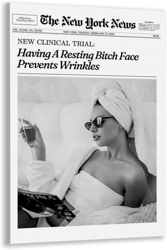 Generic 8x12inch style-2 Framed Hot Girls Drinking Champagne New York News Trendy Newspaper Canvas Print Wall Art Bar