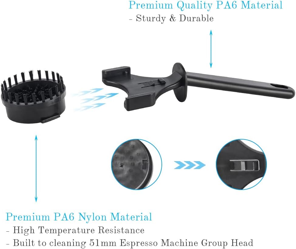 Espresso Machine Grouphead Cleaning Brush, CAFEMASY 360° Nylon Bristles for 51mm Espresso Machine