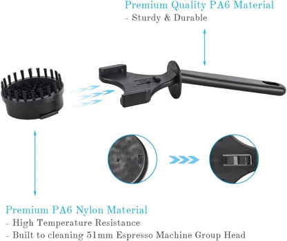Espresso Machine Grouphead Cleaning Brush, CAFEMASY 360° Nylon Bristles for 51mm Espresso Machine