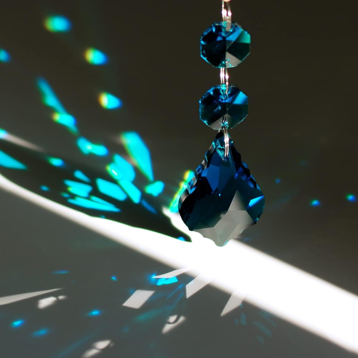 20pcs 38mm Crystal Maple Leaf Chandelier Prism Replacement Pendant Connected Glass Octagon Beads Chain for Chandelier