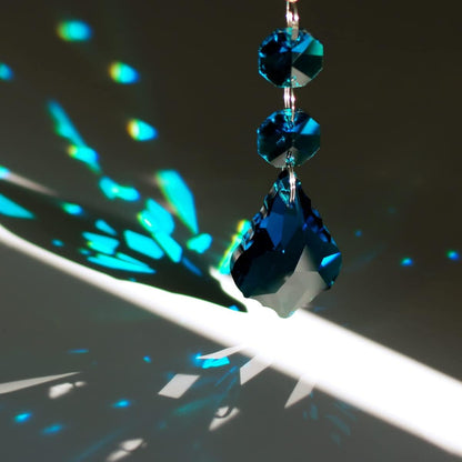 20pcs 38mm Crystal Maple Leaf Chandelier Prism Replacement Pendant Connected Glass Octagon Beads Chain for Chandelier