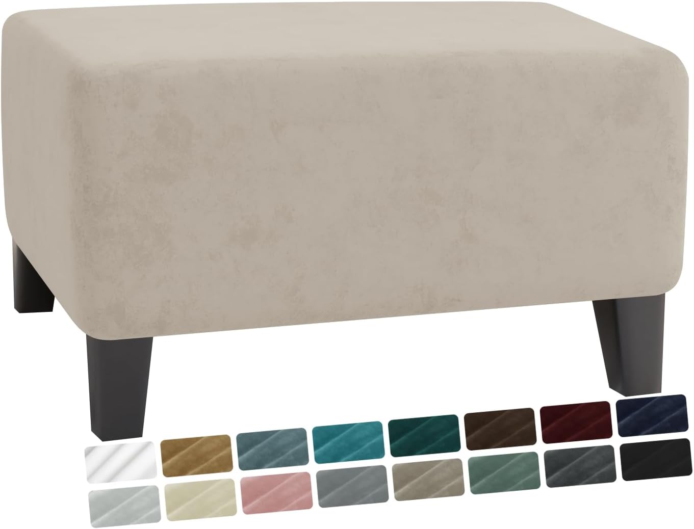 MAXIJIN Velvet Ottoman Slipcover Small Stretch Square Rectangle Footstool Slipcover Folding Storage Ottoman Covers