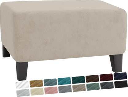 MAXIJIN Velvet Ottoman Slipcover Small Stretch Square Rectangle Footstool Slipcover Folding Storage Ottoman Covers