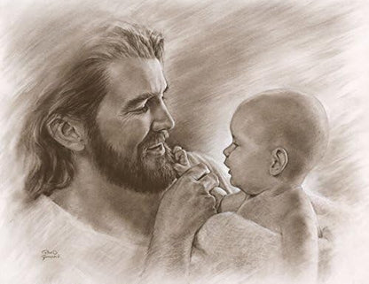 David Bowman Precious Wall Art Print, Jesus Christ and Baby, Religious Spiritual Christian Fine Art (11x14 print)