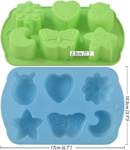 Newk Insects Silicone Candy Mold - 4 Packs 6-Cavity Animal Butterfly Moon Star 3D Bakeware Mold for Candies, Chocolate