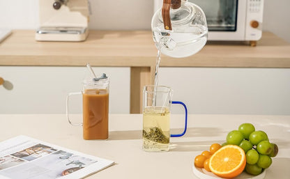 FUENYEJIA 13 Lided straw glass cup, ounce iced coffee cup for juice, milk, coffee, cappuccino, latte, cold drinks