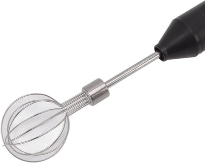 Electric Handheld Egg Beater, Round Head Milk Frother, Battery Powered Whisk for Home Kitchen, Restaurants (Black)