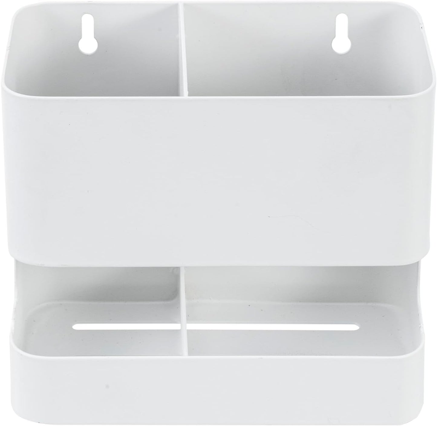 MyGift Modern Wall Mounted White Metal Hair Styling Tools Holder - 2 Slots, Salon Hot Tool Organizer Rack