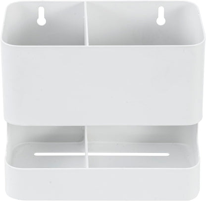 MyGift Modern Wall Mounted White Metal Hair Styling Tools Holder - 2 Slots, Salon Hot Tool Organizer Rack