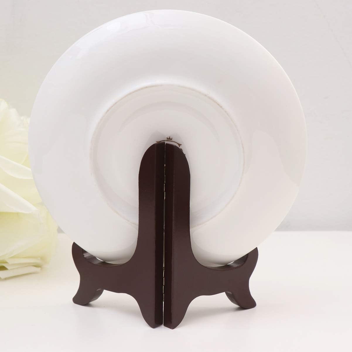Small Easel Stand for Display, Wooden Plate Stands for Decorative Dish, Tabletop Bowl Display Stand