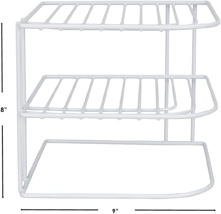 3-Tier Counter Home Basics Kitchen Corner Shelf and Cabinet Organizer Heavy Duty Wire Shelf in White