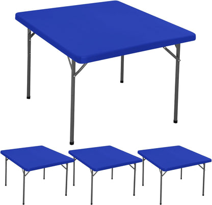 4 Pack 48 48 Inches Square Fitted Tablecloth for x Card Tables Waterproof Stretch Washable Folding Indoor and Outdoor