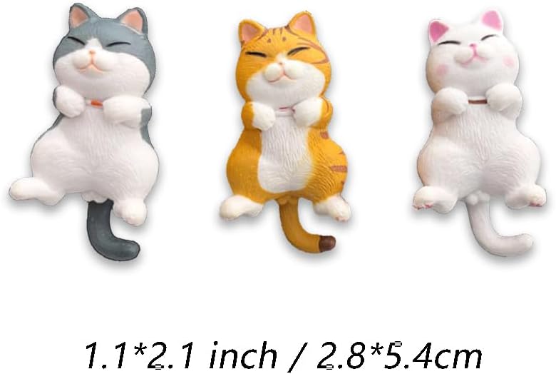 3 Pcs Fun Cat Fridge Magnets, Kroysea Cute Decorative Strong Magnets for Whiteboard, Kitchen, Office