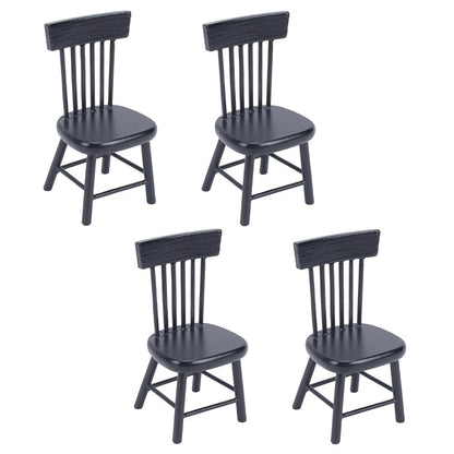 PH PandaHall 4pcs Dollhouse Chairs 1/12 Scale Miniature Furniture Chairs Mini Wood Chair Tiny Furniture Model Chair for Dollhouse Dinning Room Accessories Home Decor Photography Props