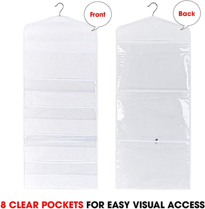 Primode Gift Bag Organizer - Double-Sided Hanging Storage with Multiple Pockets | 38 x 16 Inch (White)