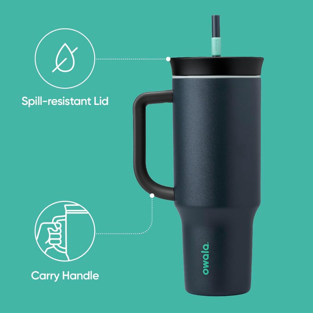 Owala Stainless Steel Triple Layer Insulated Travel Tumbler - 40 oz with Spill Resistant Lid, Straw & Carry Handle