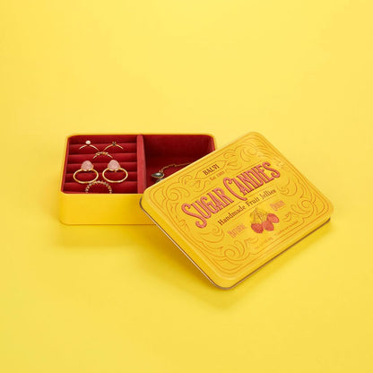 Balvi Sugar Candies Jewelry Box Yellow Simulates a Tin/Velvet Candy Box, Gift