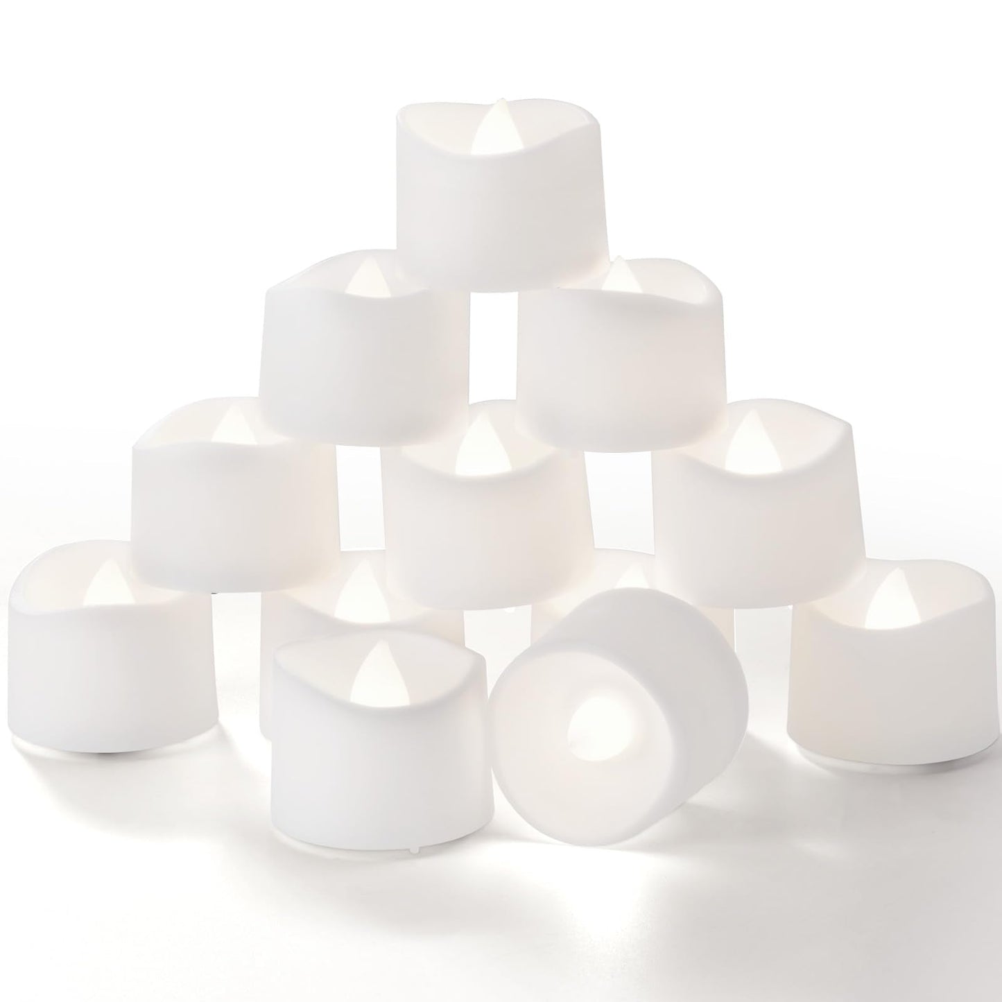 Homemory Timer Tea Lights Candles Battery Operated, 6H Timer Built-in, Auto On Daily, Flameless LED Tealight Votives for Table Centerpieces, Lantern, Holiday Decor, Cool White, No Remote, 12-Pack
